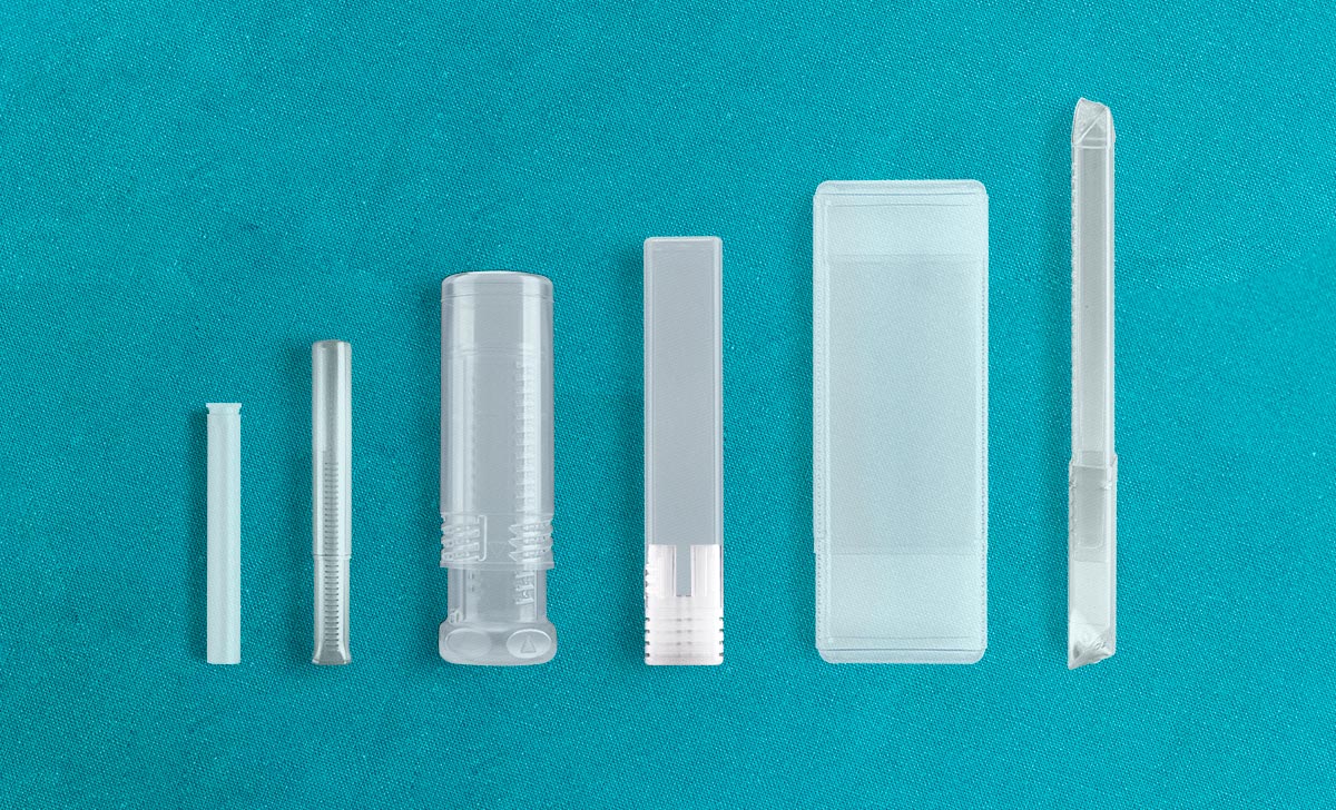 A selection of rose plastic plastic packaging tubes.